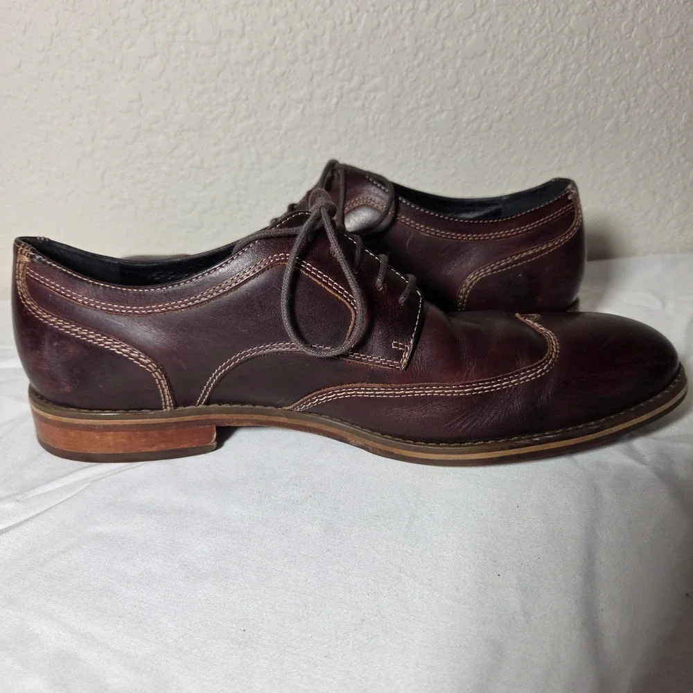Johnston & Murphy Mens 11M Burgundy Leather Wingtip Oxford Dress Shoes 59-2218